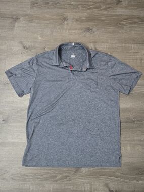 Dominos Gear Mens Heathered Gray Pizza Employee Work Polo Shirt Large Logo
